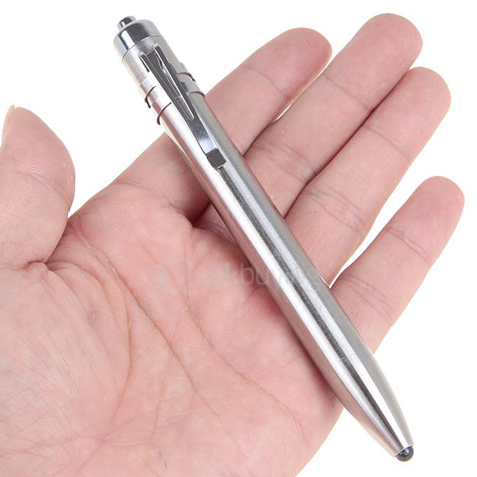 KX-903 Stainless Steel Mini LED Pen Light White Light Penlight Flashlight w/ Clip 1 xAAA