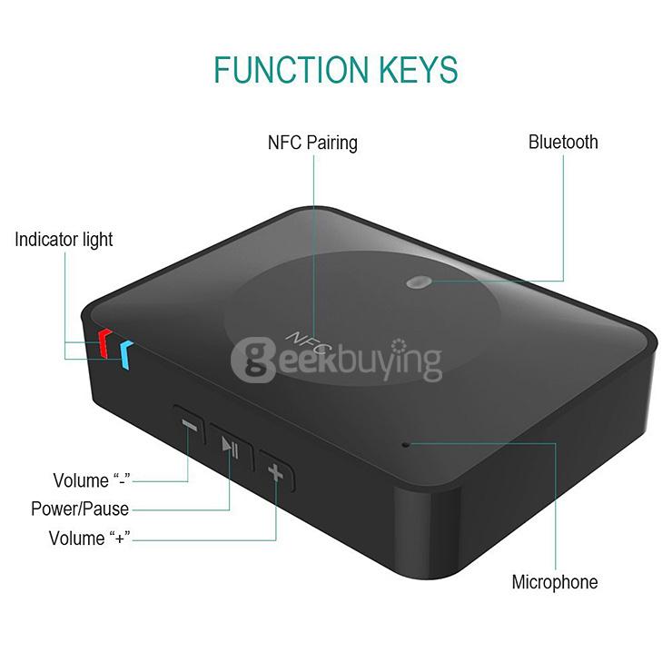 Seenda NFC Bluetooth Audio Receiver for Sound System / Bluetooth Receiver /Bluetooth HD Music Receiver - Black