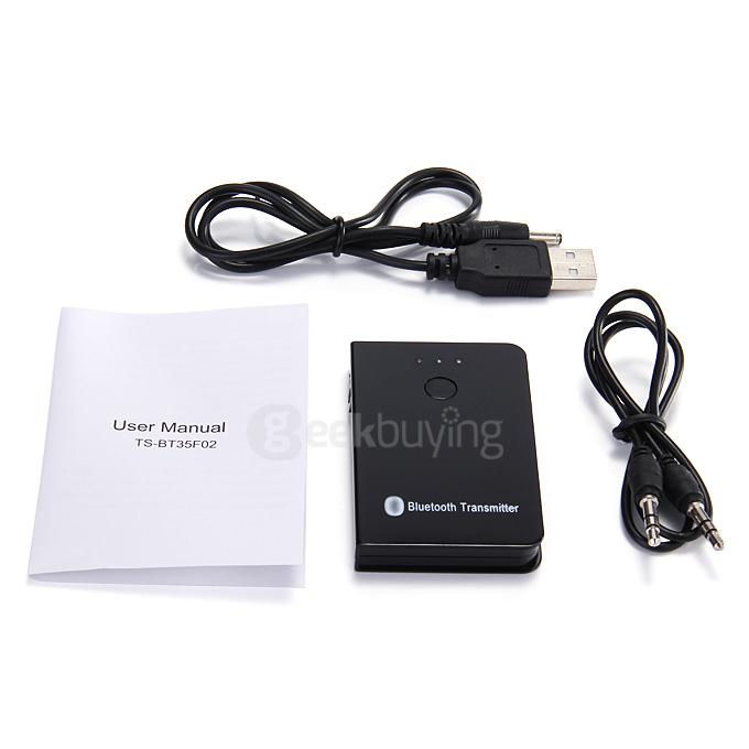 TS-BT35F02 Wireless Bluetooth Transmitter T3.5 A2DP Stereo Audio Adapter Dongle Sender for TV /PC Tablets - Black