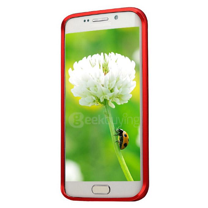 Metal Bumper Shockproof Protect Slim Back Case Cover for Samsung Galaxy S6 Edge - Red