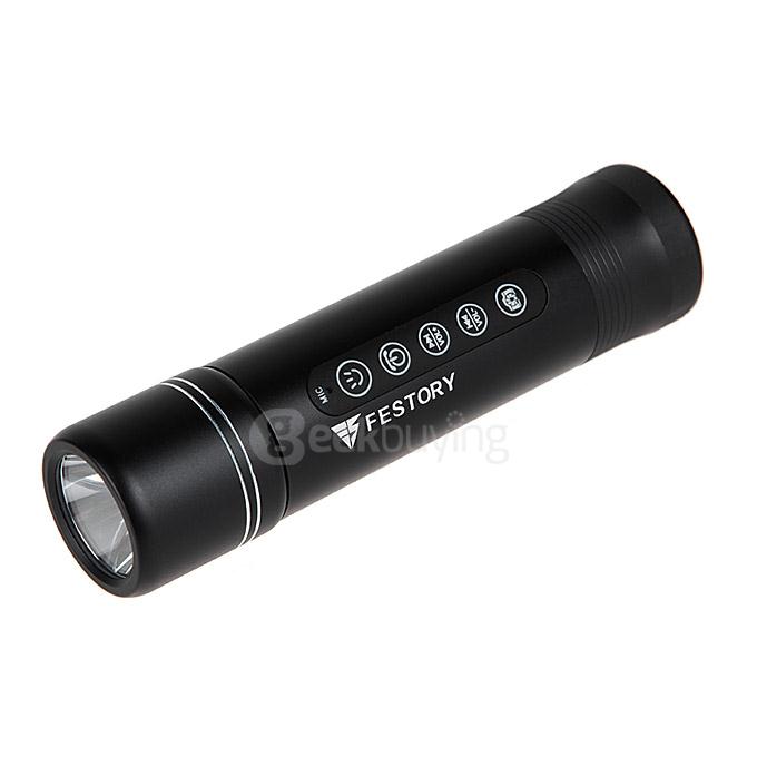 FESTORY X6S IP65 Multifunctional Bluetooth Speaker Mountain Bike Flashlight with Replaceable Battery High-bright Torch - Black