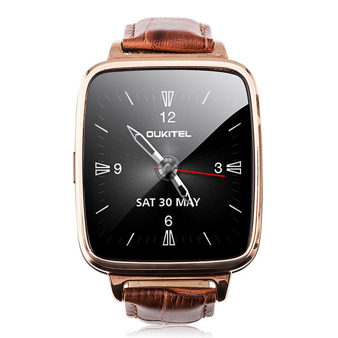 OUKITEL A28 1.54' Bluetooth Smart Watch MT2502A BT4.0 With Genuine Leather Strap For iOS Android - Golden