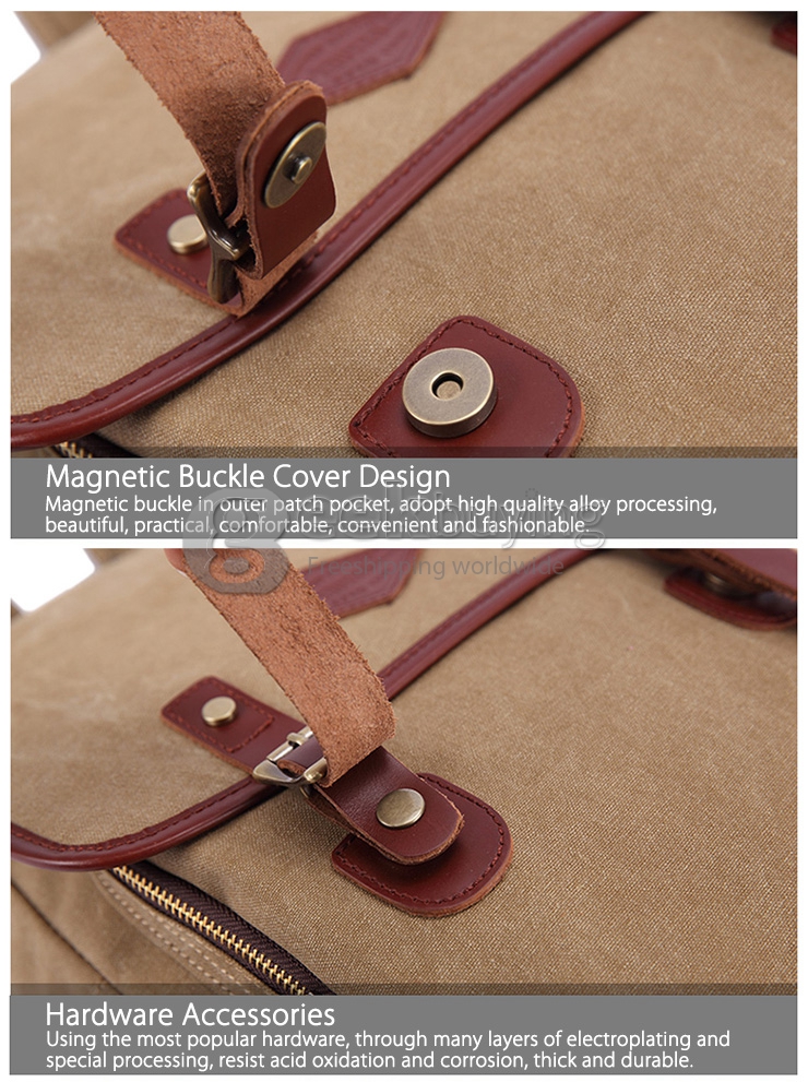 Kaukko ZP19 Simple College Wind Canvas Backpack Universal Bag - Apricot
