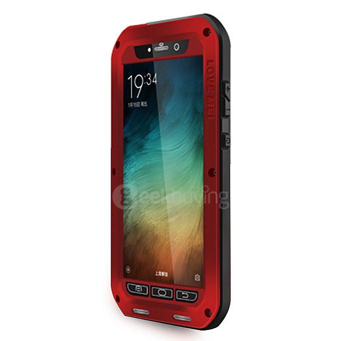 Lovemei Dirt/Snow/Shockproof Powerful Metal Gorilla Glass Cover Case For Xiaomi Mi Note - Red