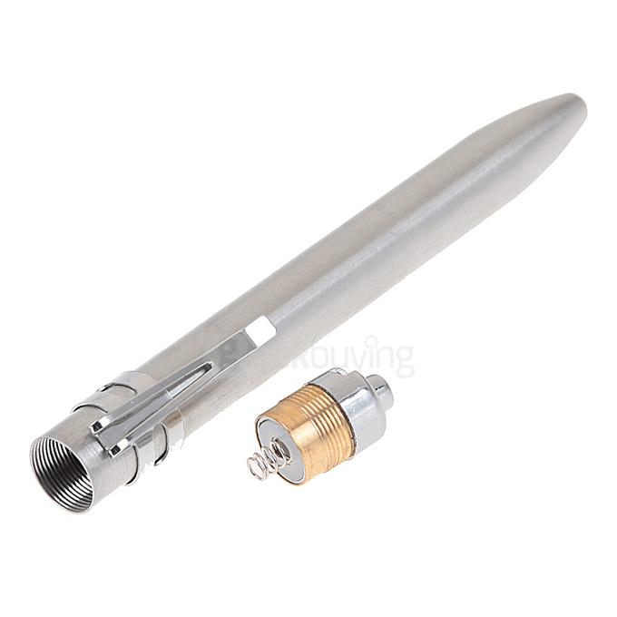 KX-903 Stainless Steel Mini LED Pen Light White Light Penlight Flashlight w/ Clip 1 xAAA