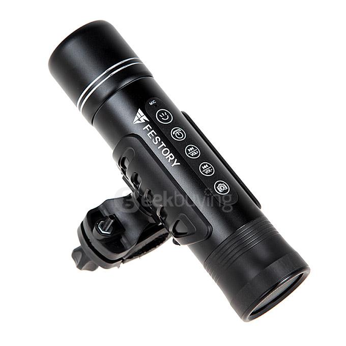 FESTORY X6S IP65 Multifunctional Bluetooth Speaker Mountain Bike Flashlight with Replaceable Battery High-bright Torch - Black