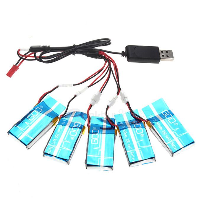 1 To 5 3.7V 600mAh 25C Lipo Battery For Syma X5-16 X5C X5SW-1 H5C