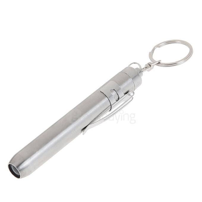 KX-902 Stainless Steel Mini LED Pen Light White Light Penlight Flashlight w/ Clip 1 xAAA
