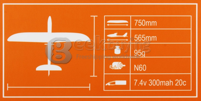 WLtoys F959 Sky King 2.4G 3CH RTF RC Airplane 750mm Wingspan With LED - Orange