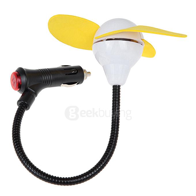 KX-C002 Mini Car Accessories Powered 3-Blade Cooling Fan - Yellow