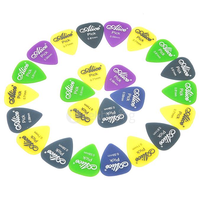 24Pcs/Set Alice AP-24I Plastic Guitar Picks 0.58/0.71/0.81mm Thickness - Multi Colors
