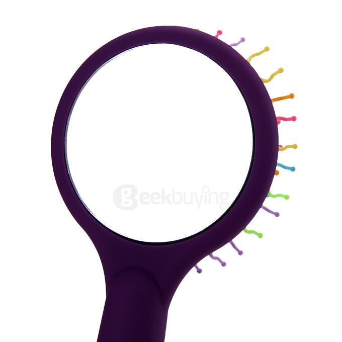 2 in 1 Rainbow Comb Volume Hair Brush Hairdressing Mirror Tool Travel Household Necessity