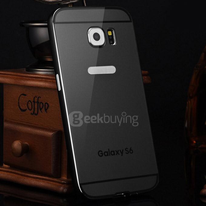Metal Bumper Shockproof Protect Slim Back Case Cover For Samsung Galaxy S6 i9200 - Black