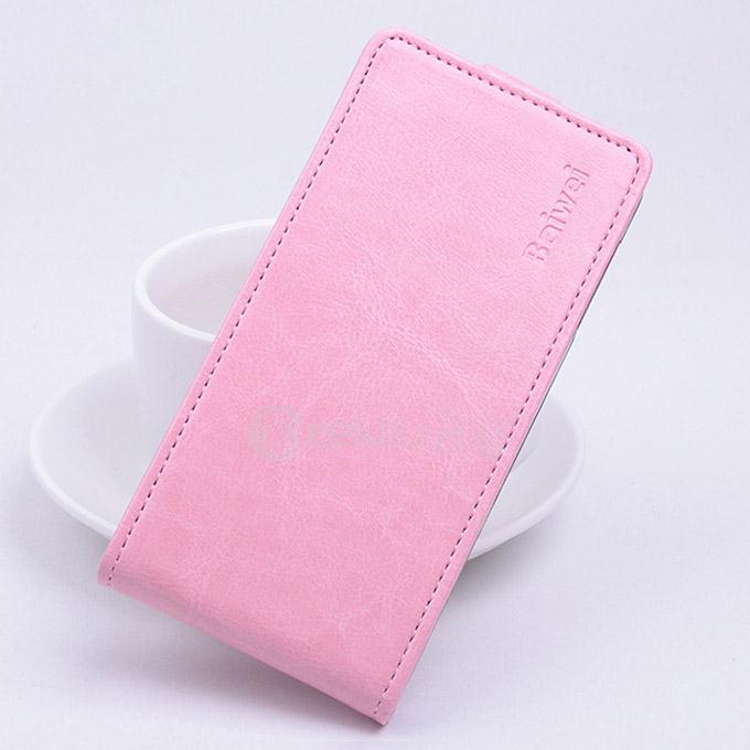 Protective Hard Cover Up&Down Flip Stand Leather Case for Doogee Valencia 2 Y100 Pro Smartphone - Pink