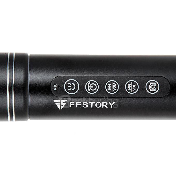 FESTORY X6S IP65 Multifunctional Bluetooth Speaker Mountain Bike Flashlight with Replaceable Battery High-bright Torch - Black