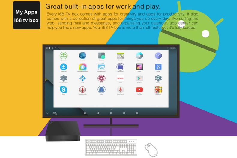 i68 Android 5.1 4K TV BOX Rockchip RK3368 Octa Core 1G/8G 2.4G WIFI LAN BT4.0 KODI HDMI H.265