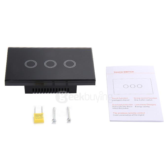 Funry Y8 Home Touch Switch Triple Touch Control 1 Way Intelligent Control Switch With Overload Protection - US