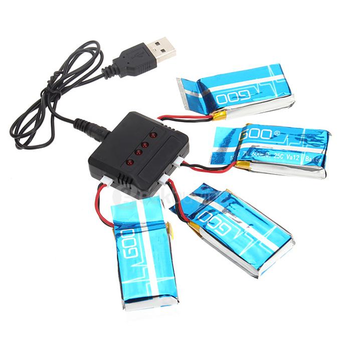 1 To 4 3.7V 600mAh 25C Lipo Battery For Syma X5-16 X5C X5SW-1 H5C