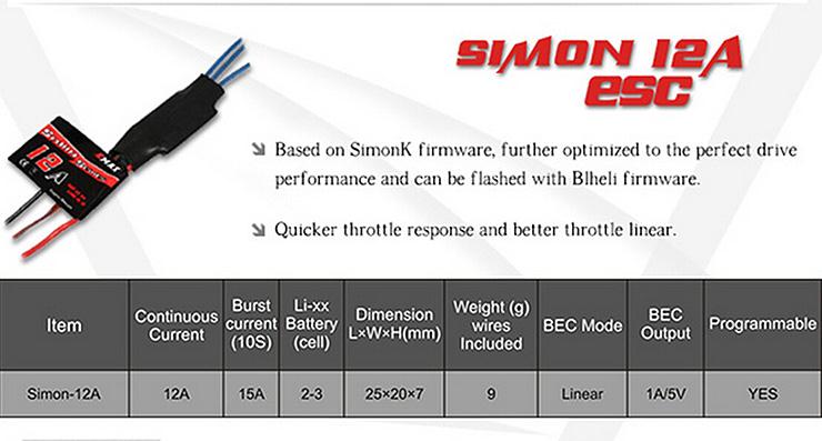 EMAX Nighthawk 250 Glass Carbon Fiber Frame Combo CC3D MT1806 Motor 12A ESC