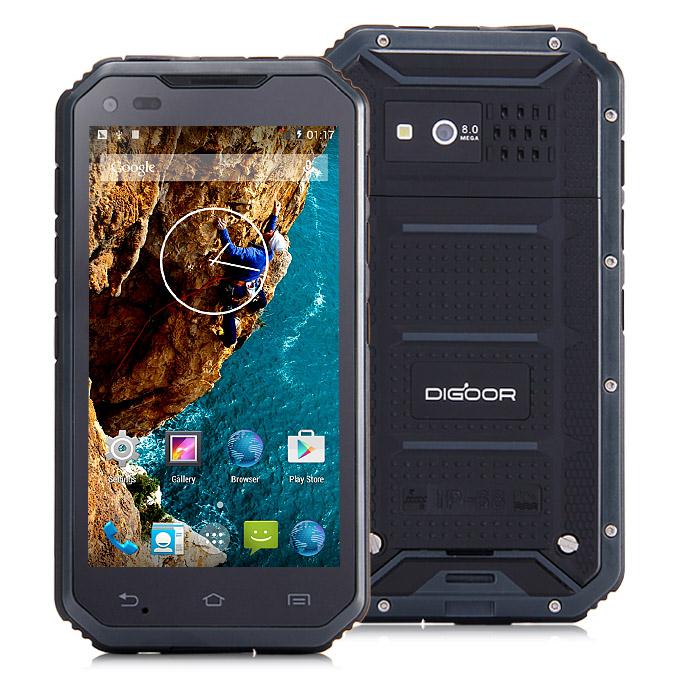 DIGOOR DG2 Plus IP68 Rugged Phone 5.0inch Android 4.4 MTK6582 Quad Core 1.3GHz 1GB 8GB 8.0MP Talkback Miracast - Black