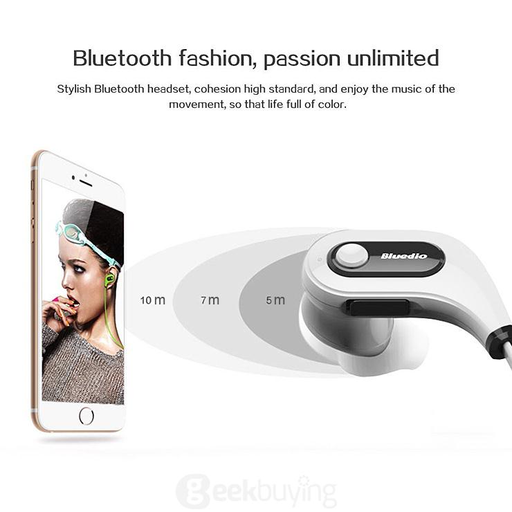Bluedio S6 Wireless Bluetooth 4.1 Headset Waterproof Hands-free Sports Earphone with MIC - White