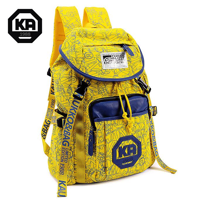 Kaukko FP63 Vintage Canvas Backpack Korean Style Casual Daypack - Yellow