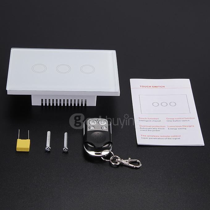 Funry Y8 Home Touch Switch Triple Remote Control 1 Way Intelligent Control Switch With Overload Protection - US