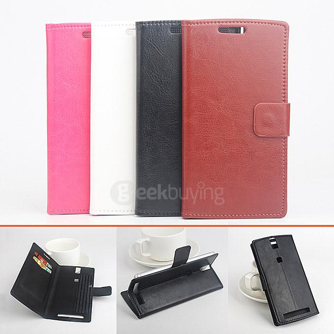 Protective Hard Cover Flip Stand Leather Case for Elephone P8000 Smartphone - White