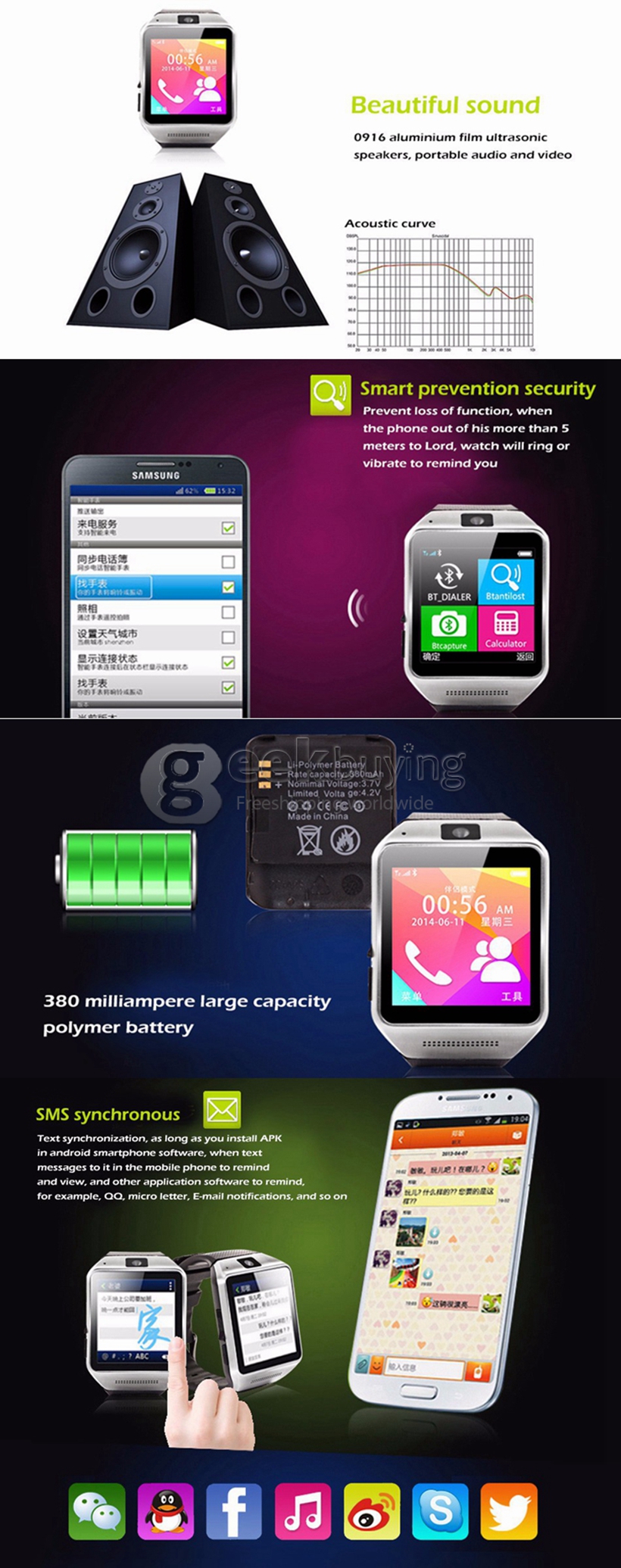 GV08 Sports Smart Watch Phone Wrist Watch With Touch Screen GSM SIM Slot Pedometer Sleep Monitor Sync Function Anti-lost - Orange