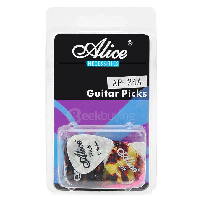 24Pcs/Set Alice AP-24A Durable Celluloid Guitar Picks 0.46/0.71/0.81mm Thickness - Multi Colors