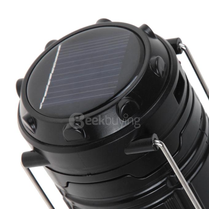 Y03 Solar Power Rechargeable 7-LED Camping Light With USB Interface - Black