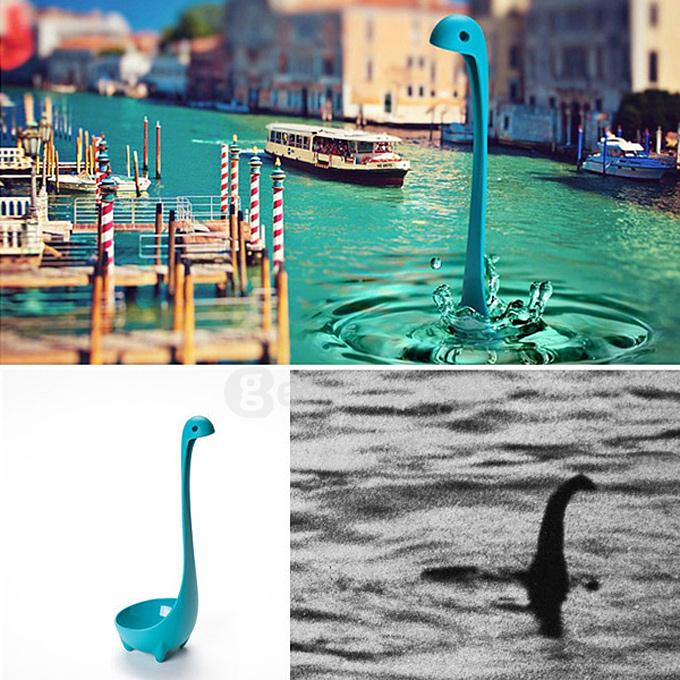Creative Kitchen Appliance Loch Ness Monster PP Ladle Spoon - Blue