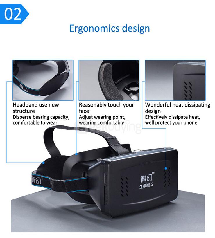 RITECH II 3D Virtual Reality VR Headset FOV75 with Elastic Band for 3.5 - 6 inch Smartphone - Black