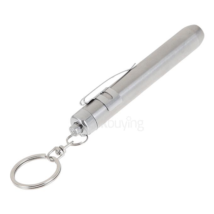 KX-902 Stainless Steel Mini LED Pen Light White Light Penlight Flashlight w/ Clip 1 xAAA