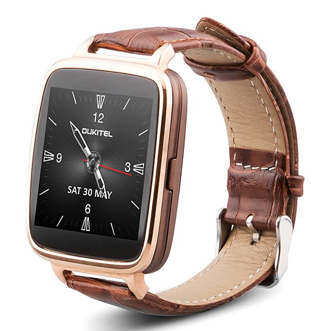 OUKITEL A28 1.54' Bluetooth Smart Watch MT2502A BT4.0 With Genuine Leather Strap For iOS Android - Golden