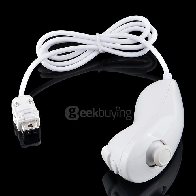 Remote Controller Nunchuck Set With Silicone Sleeve & Strap for Wii - White (2 x AA)