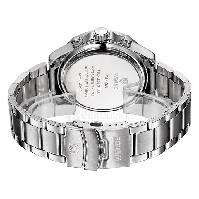 WEIDE WH3308 Classic Stainless Steel Men Quartz Watch Time And Date Display - Black + Silver