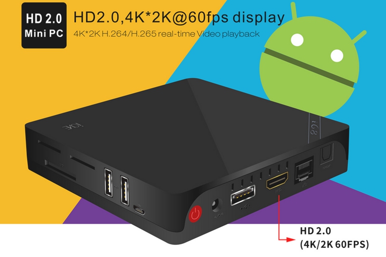 i68 Android 5.1 4K TV BOX Rockchip RK3368 Octa Core 1G/8G 2.4G WIFI LAN BT4.0 KODI HDMI H.265