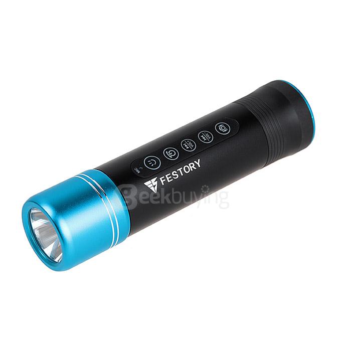 FESTORY X6S IP65 Multifunctional Bluetooth Speaker Mountain Bike Flashlight with Replaceable Battery High-bright Torch - Blue/Black