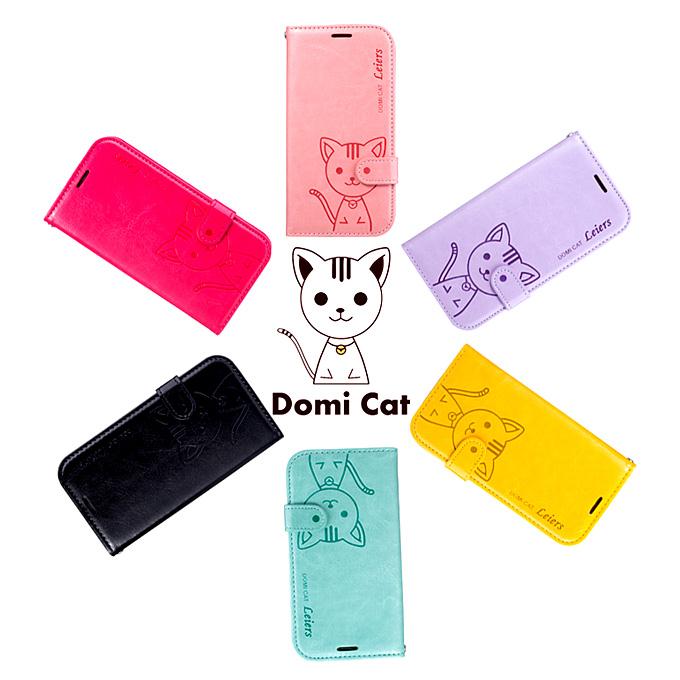 Leiers Domi Cat TPU Leather Case Protective Cover for Samsung GALAXY S6 Edge G9250 - Pink