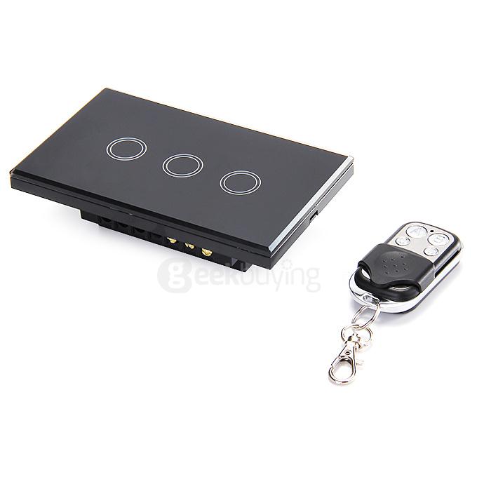 Funry Y8 Home Touch Switch Triple Remote Control 1 Way Intelligent Control Switch With Overload Protection - US