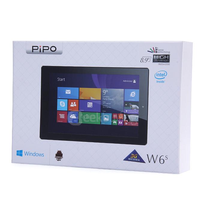 PIPO W6S 3G Dual OS 8.9 Inch 2GB/64GB Win8.1 with Bing & Android4.4 Tablet PC Intel Z3735F Quad Core 1.83GHz PLS 1920*1200 GPS HDMI WiFi - Black
