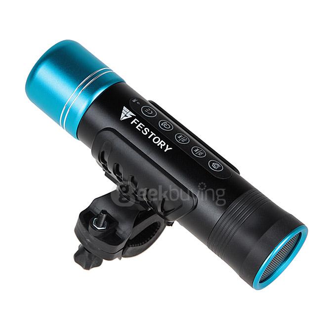 FESTORY X6S IP65 Multifunctional Bluetooth Speaker Mountain Bike Flashlight with Replaceable Battery High-bright Torch - Blue/Black