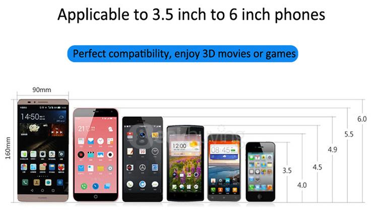 RITECH II 3D Virtual Reality VR Headset FOV75 with Elastic Band for 3.5 - 6 inch Smartphone - Black