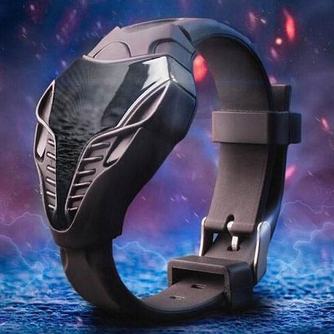 Fashion Cool Cobra Shape Dial Red LED Watch Men Silicone Wrist Watch - Black