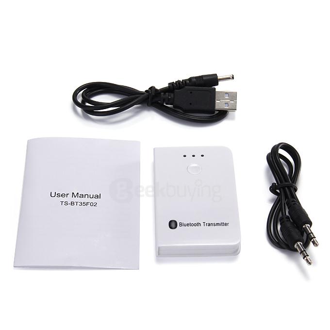 TS-BT35F02 Wireless Bluetooth Transmitter T3.5 A2DP Stereo Audio Adapter Dongle Sender for TV /PC Tablets - White