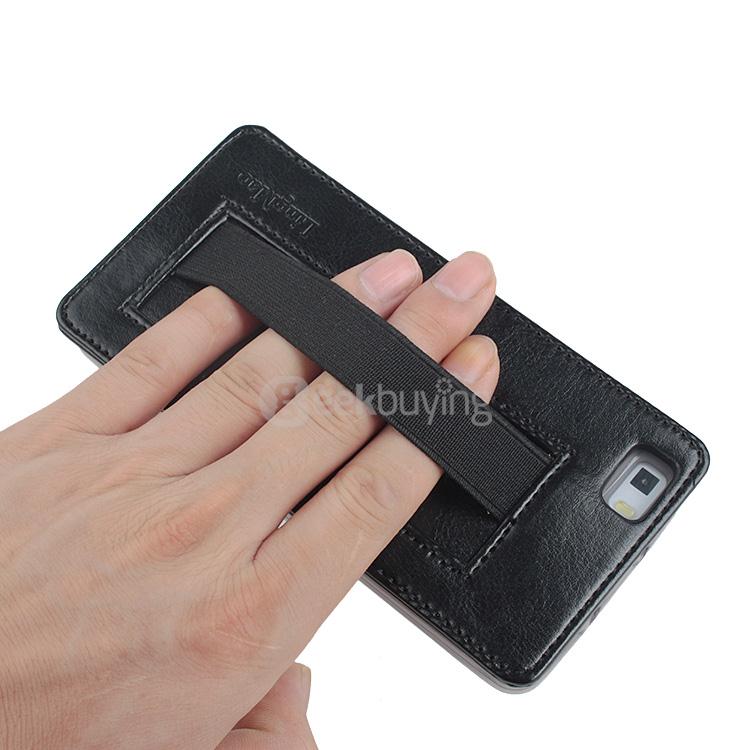 Protective Hard Cover Flip Stand Leather Case with Elastic Band for HUAWEI P8 Lite Smartphone - Black