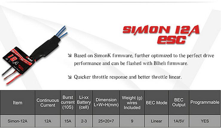 EMAX Nighthawk 250 Carbon Fiber Frame Combo CC3D MT2204 Motor 12A ESC