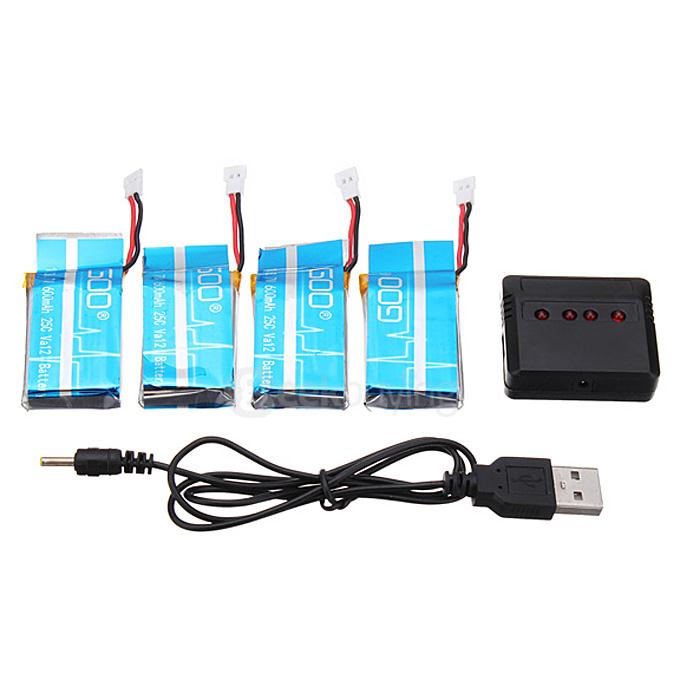 1 To 4 3.7V 600mAh 25C Lipo Battery For Syma X5-16 X5C X5SW-1 H5C