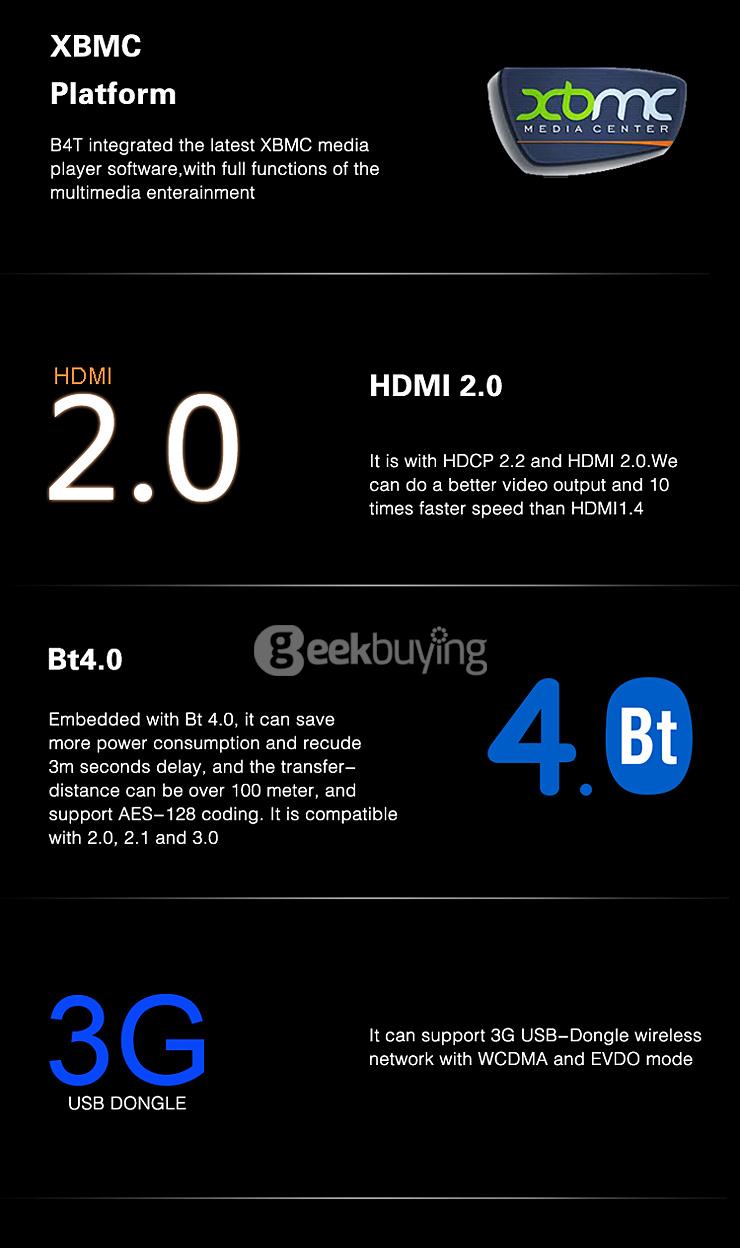 Measy B4T Android 5.1 4K TV BOX RK3368 Octa Core 1G/8G 802.11 b/g/n 2.4G Gigabit LAN Bluetooth 4.0 XBMC H.265